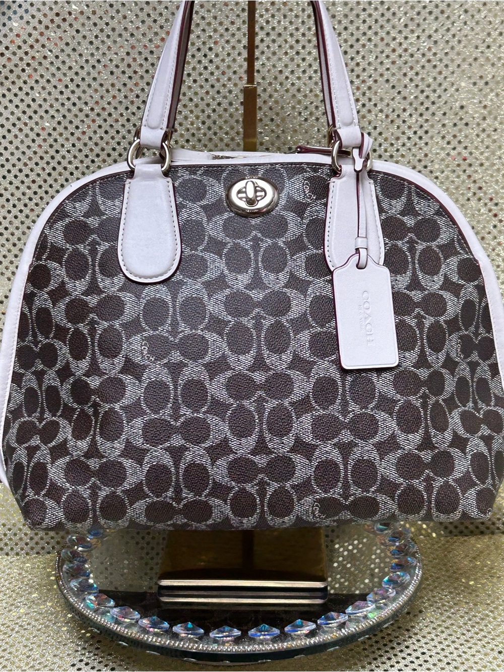 Coach Prince Street Mini Satchel with Chalk White Trim Approx. 15 x 9 x 5